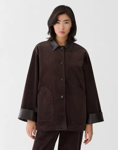 Lafayette 148 Cotton Corduroy Quilted Car Coat In Truffle