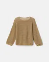 Lafayette 148 Cotton Crochet Open Stitch Sweater In Clay
