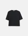 Lafayette 148 Cotton Jacquard Knit Short Sleeve Pullover Sweater In Black