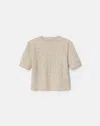 Lafayette 148 Cotton Jacquard Knit Short Sleeve Pullover Sweater In Pearl
