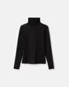 Lafayette 148 Cotton Jersey Sheer Crystal Embellished Turtleneck In Animal Print