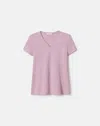 Lafayette 148 Plus Size Cotton Jersey Short Sleeve V Neck T Shirt In Lavender Tint