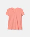 Lafayette 148 Cotton Jersey Short Sleeve V Neck T Shirt In Pink