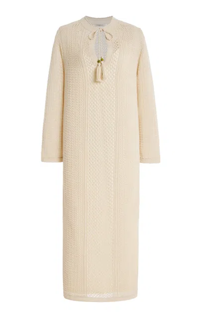 Lafayette 148 Cotton Knit Kaftan Dress In White