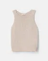 Lafayette 148 Cotton Knit Pullover Scoop Neck Tank In Pearl