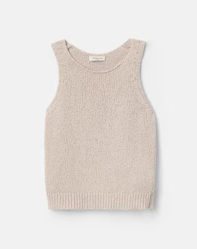 Lafayette 148 Cotton Knit Pullover Scoop Neck Tank In Pearl