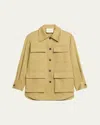 Lafayette 148 Cotton-linen Twill Cargo Pocket Jacket In Loden Green