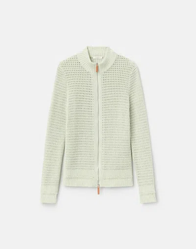 Lafayette 148 Cotton Linen Open Knit Bomber Cardigan In Multi