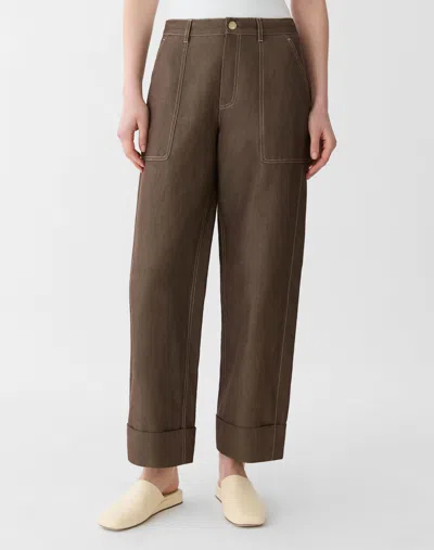 Lafayette 148 Cotton Linen Straight Ankle Pants In Multi
