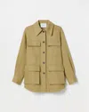 Lafayette 148 Cotton-linen Twill Cargo Pocket Jacket In Loden Green