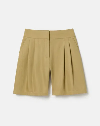 Lafayette 148 Cotton-linen Twill Leroy Short In Loden Green