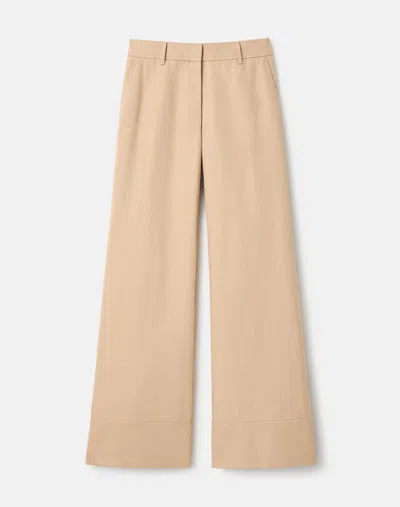 Lafayette 148 Cotton Linen Twill Wide Leg Pant In Brown