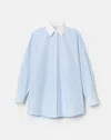 Lafayette 148 Cotton Oxford Button Long Sleeve Oversized Shirt In Oxford Blue Multi