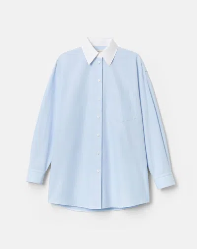 Lafayette 148 Cotton Oxford Button Long Sleeve Oversized Shirt In Oxford Blue Multi