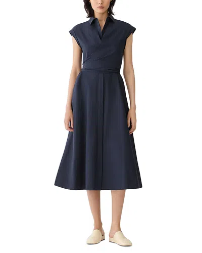 Lafayette 148 Cotton Poplin Wrap Shirt Dress In Black