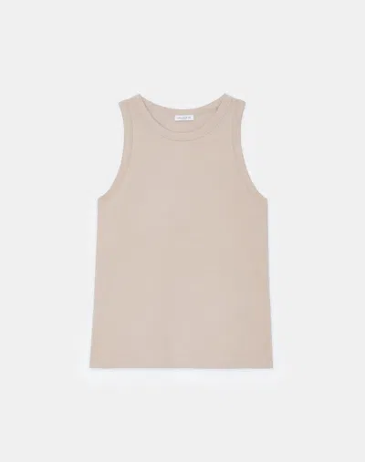 Lafayette 148 Cotton Rib Jersey Racerback Tank In Dune