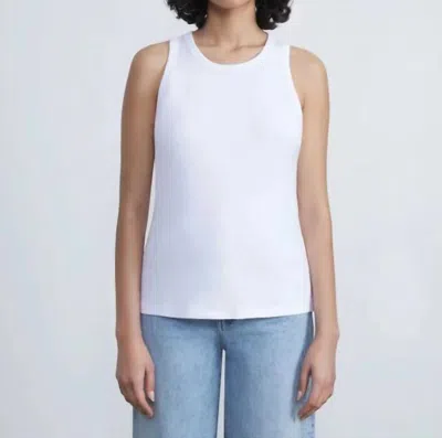 LAFAYETTE 148 COTTON RIB RACERBACK TANK IN WHITE
