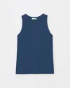 Lafayette 148 Cotton Rib Racerback Tank In Lido Blue