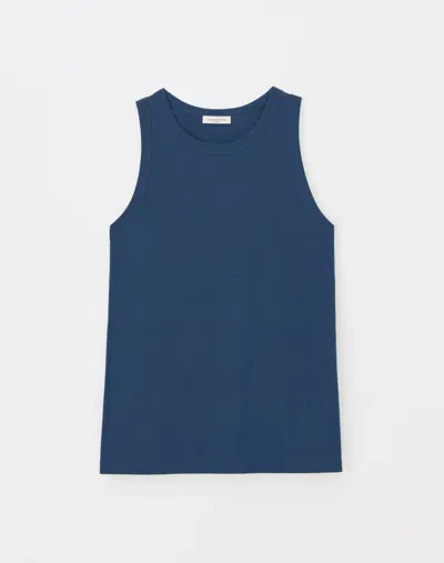 Lafayette 148 Cotton Rib Racerback Tank In Lido Blue