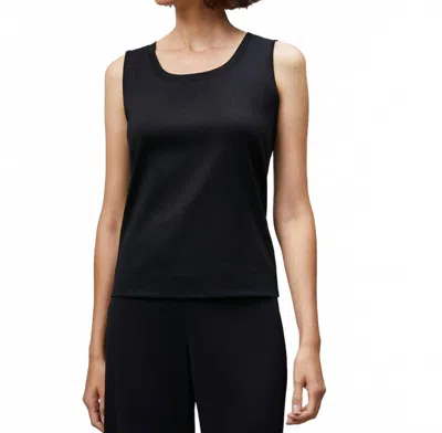 Lafayette 148 Cotton Rib Scoop Neck Tank Top In Black