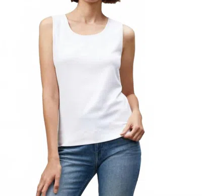 Lafayette 148 Cotton Rib Scoop Neck Tank Top In White