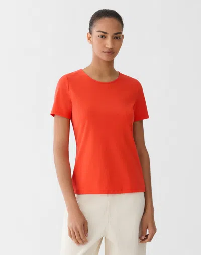 Lafayette 148 Cotton Rib Short Sleeve Crewneck T-shirt In Orange