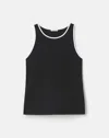 Lafayette 148 Racerback Tank With Contrast Tipping In Black With White Contrast In Black