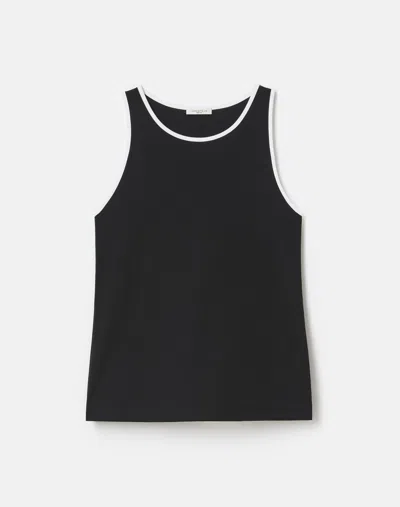 Lafayette 148 Cotton Rib Tipped Racerback Tank In Black
