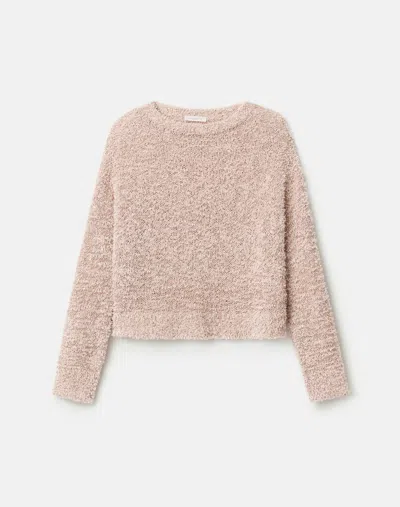 Lafayette 148 Cotton Sequin Silk Fringed Crewneck Sweater In Pink