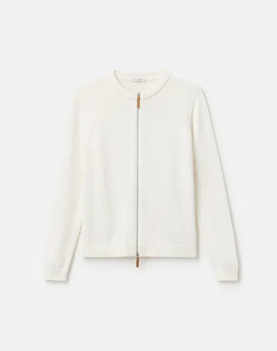 Lafayette 148 Cotton Silk Crewneck Bomber Cardigan In Gray