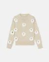 LAFAYETTE 148 COTTON-SILK CROCHET FRINGED DOT CUTOUT SWEATER