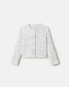 Lafayette 148 Cotton Silk Jacquard Cropped Short Jacket In Pearl Multi