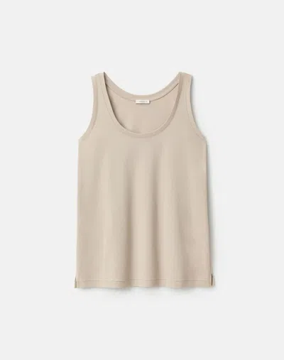 Lafayette 148 Cotton Silk Jersey Scoop Neck Tank In Neutral