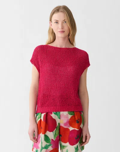 Lafayette 148 Cotton Silk Knit Open Stitch Pullover Tank In Pink