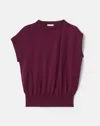 Lafayette 148 Cotton Silk Knit Pullover Crewneck Tank In Violet Ash