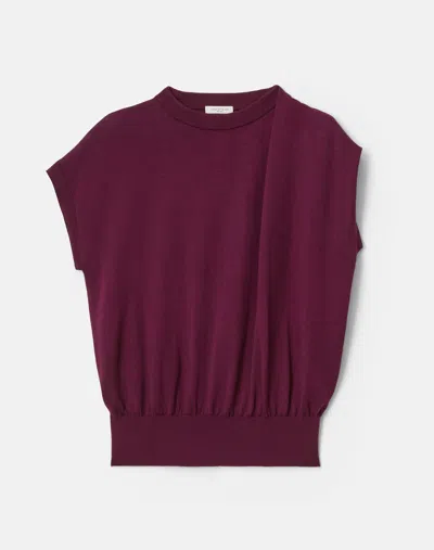Lafayette 148 Cotton Silk Knit Pullover Crewneck Tank In Violet Ash