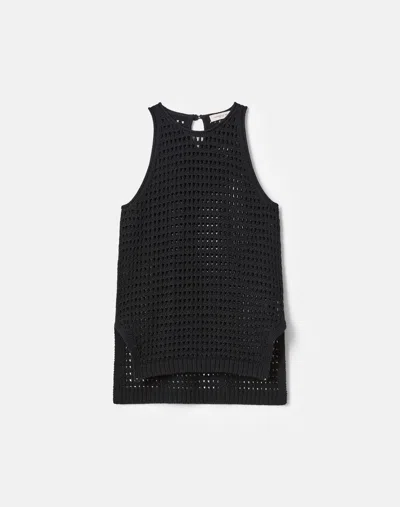 Lafayette 148 Cotton Silk Open Knit Racerback Tank In Black