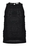 Lafayette 148 Cotton-silk Open-knit Tank In Black