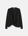 Lafayette 148 Cotton Silk Oversized V Neck Pullover Sweater In Black