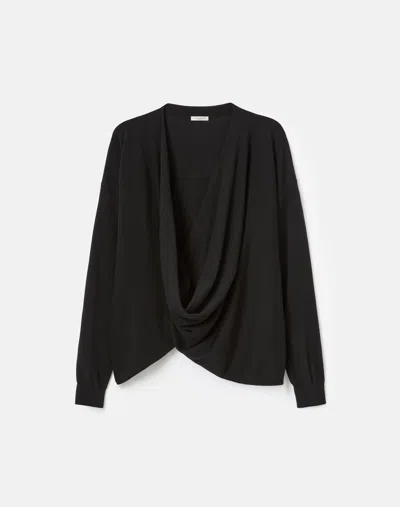 Lafayette 148 Cotton Silk Oversized V Neck Pullover Sweater In Black