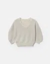 Lafayette 148 Cotton Silk Sequin V Neck Pullover Sweater In Pebble Metallic