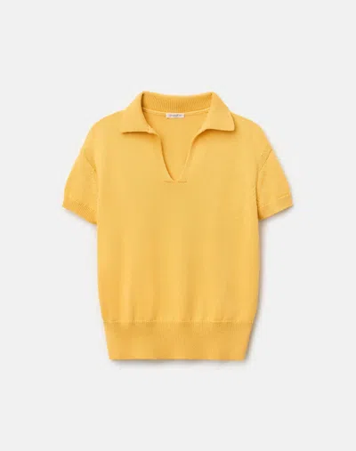 Lafayette 148 Cotton Silk Short Sleeve Polo Sweater In Multi