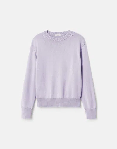 Lafayette 148 Cotton-silk Tape Crewneck Sweater In Purple