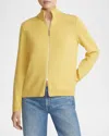 Lafayette 148 Cotton-silk Tape Fitted Bomber Sweater In Canary Yellow