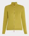 Lafayette 148 Cotton-silk Tape Fitted Bomber Sweater In Chartreuse