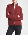 Lafayette 148 Cotton-silk Tape Fitted Bomber Sweater In Scarlet