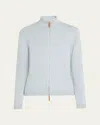 Lafayette 148 Cotton-silk Tape Fitted Bomber Sweater In Venetian Sky