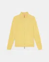 Lafayette 148 Cotton-silk Tape Fitted Bomber Sweater In Canary Yellow