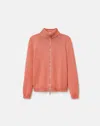 Lafayette 148 Cotton-silk Tape Knit Bomber In Orange