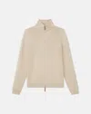 Lafayette 148 Cotton-silk Tape Knit Bomber In Pampas Plume